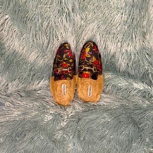 Steve Madden floral faux fur loafers